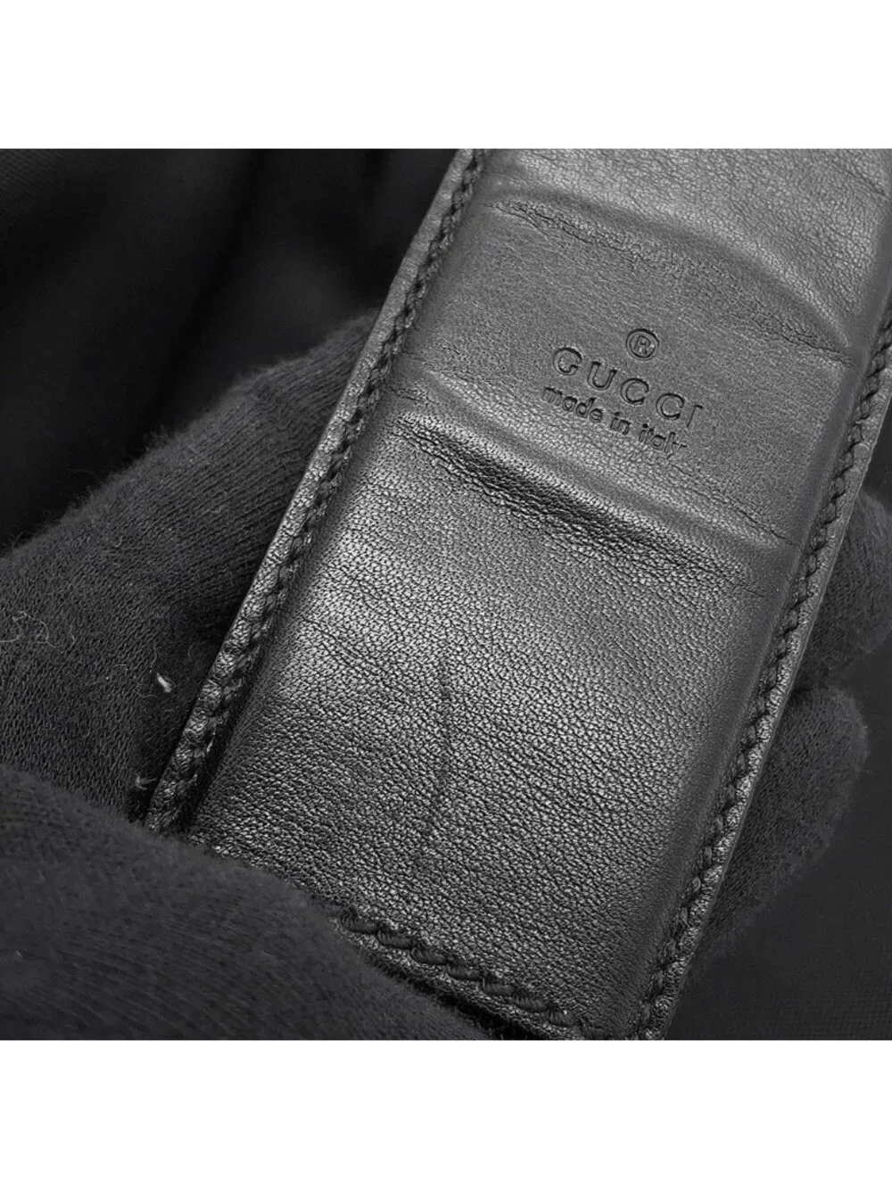 Gucci Shoulder Bag GG Embossed Nylon Leather Black